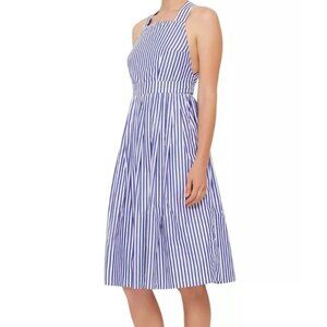 Mark D Sikes Stripped Midi Dress With Open Back Womens Size 2 Pockets